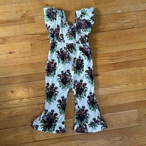 Kate Quinn Bamboo Floral Cross back ruffle strap romper